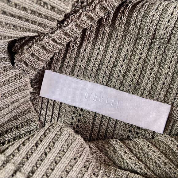 $980 Dion Lee Cutout Snake Effect MIDI Olive Ribbed Dress - Picture 12 of 14